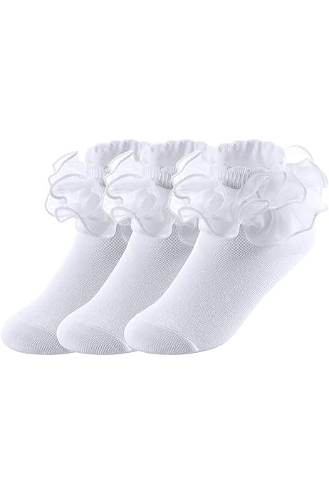 Jefferies Socks Big Girls' Frilly Lace Socks (Pack of 3) | Amazon (US)