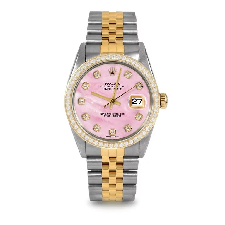 Pre-Owned Rolex 16013 Men's 36mm Datejust Wristwatch Pink Mother of Pearl Diamond (3 Year Warrant... | Walmart (US)