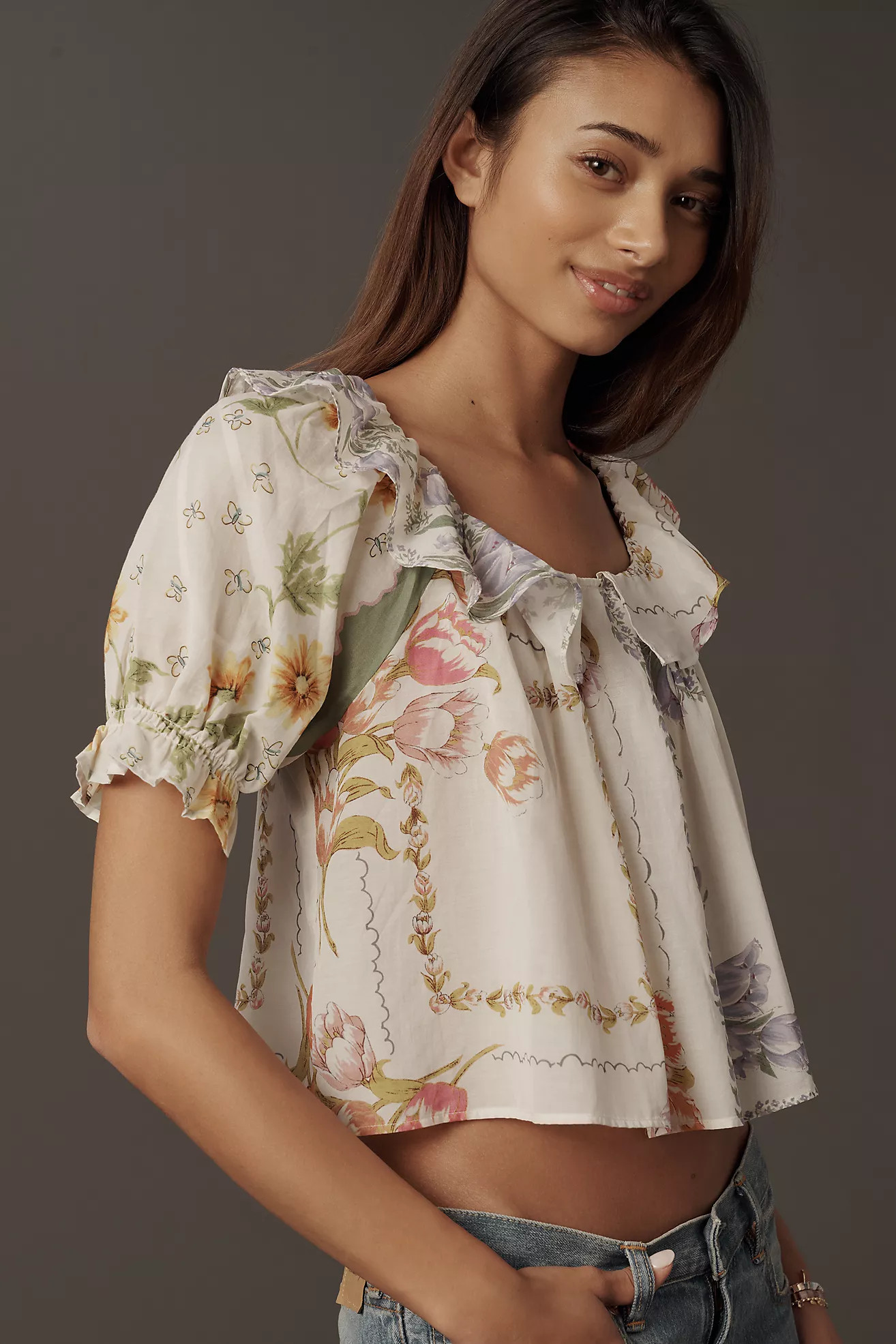 By Anthropologie Puff-Sleeve Collared Blouse | Anthropologie (US)