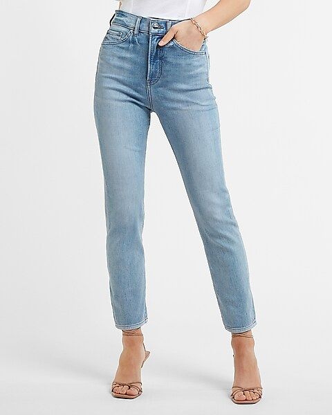 Super High Waisted Light Wash Slim Jeans | Express