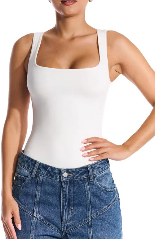 Naked Wardrobe The NW Tank Bodysuit in White at Nordstrom, Size Medium | Nordstrom