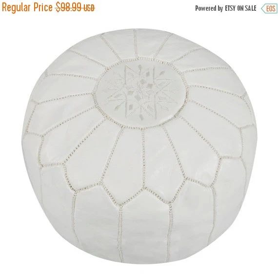 Summer Sale 20% off White Moroccan Leather Pouffe (Pouf) | Etsy (US)