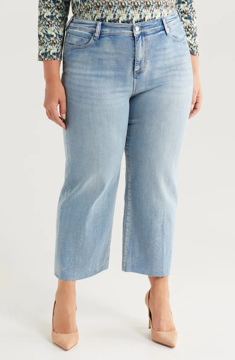 Stride Raw Hem High Waist Crop Wide Leg Jeans | Nordstrom