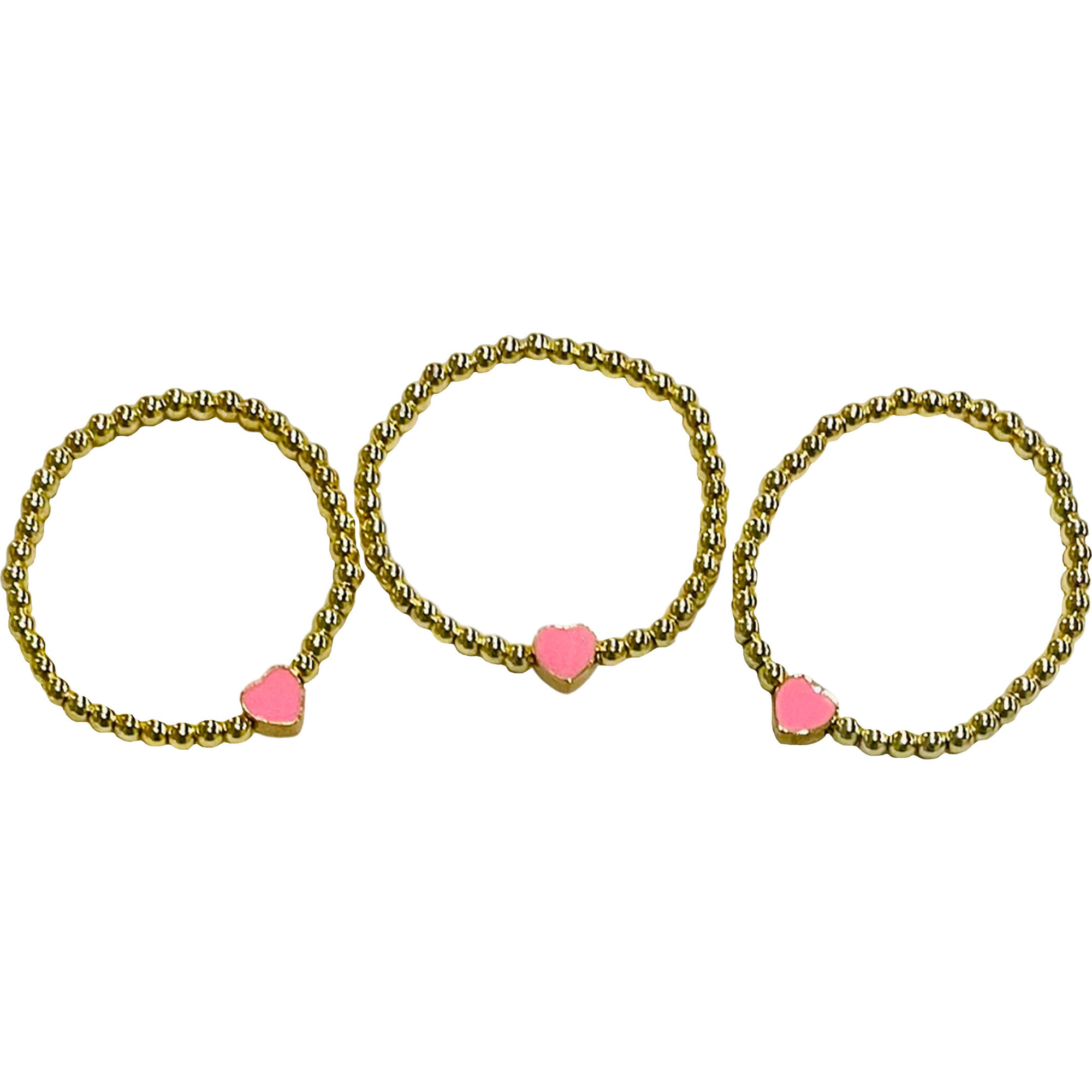 Heart Bracelet Set, Gold & Pink | Maisonette