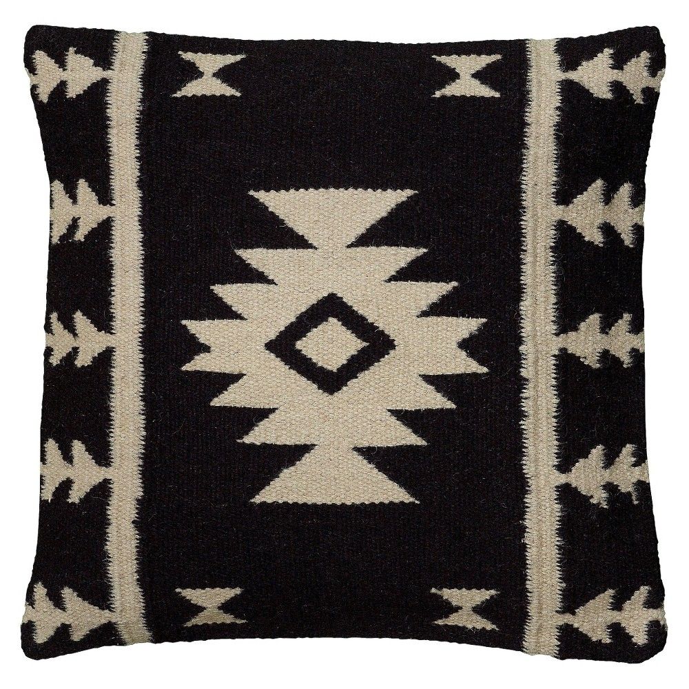 Black/Ivory Southwestern Stripe Throw Pillow 18""x18"" Rizzy Home | Target