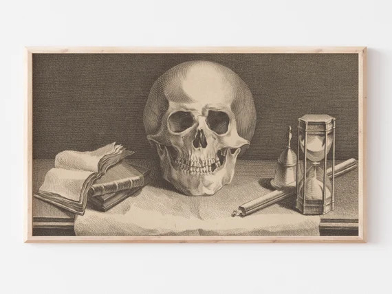 Samsung Frame TV Art  Vintage Skull Skeleton Etching  Muted - Etsy | Etsy (US)