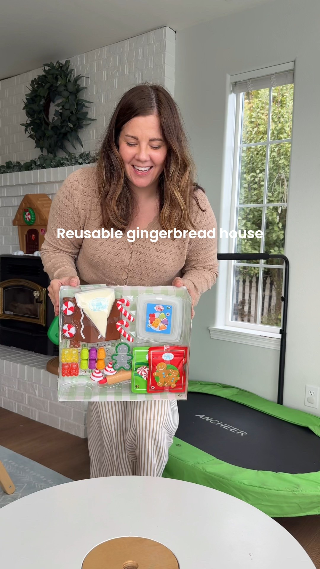 BACK IN STOCK! This is the coolest reusable + sensory play gingerbread house kit my kids have been obsessed with! 🍬🍫🍭