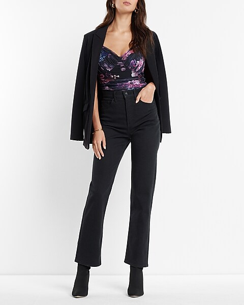 Body Contour Floral Mesh Cami Thong Bodysuit With Removable Cups | Express