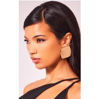 Gold Oversized Square Statement Earrings | PrettyLittleThing US