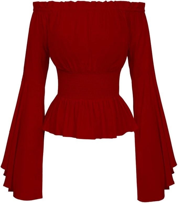 Womens Victorian Long Sleeve Boho Blouse Top Plus Size Renaissance Shirt Gothic Ruffle Pirate Ski... | Amazon (US)