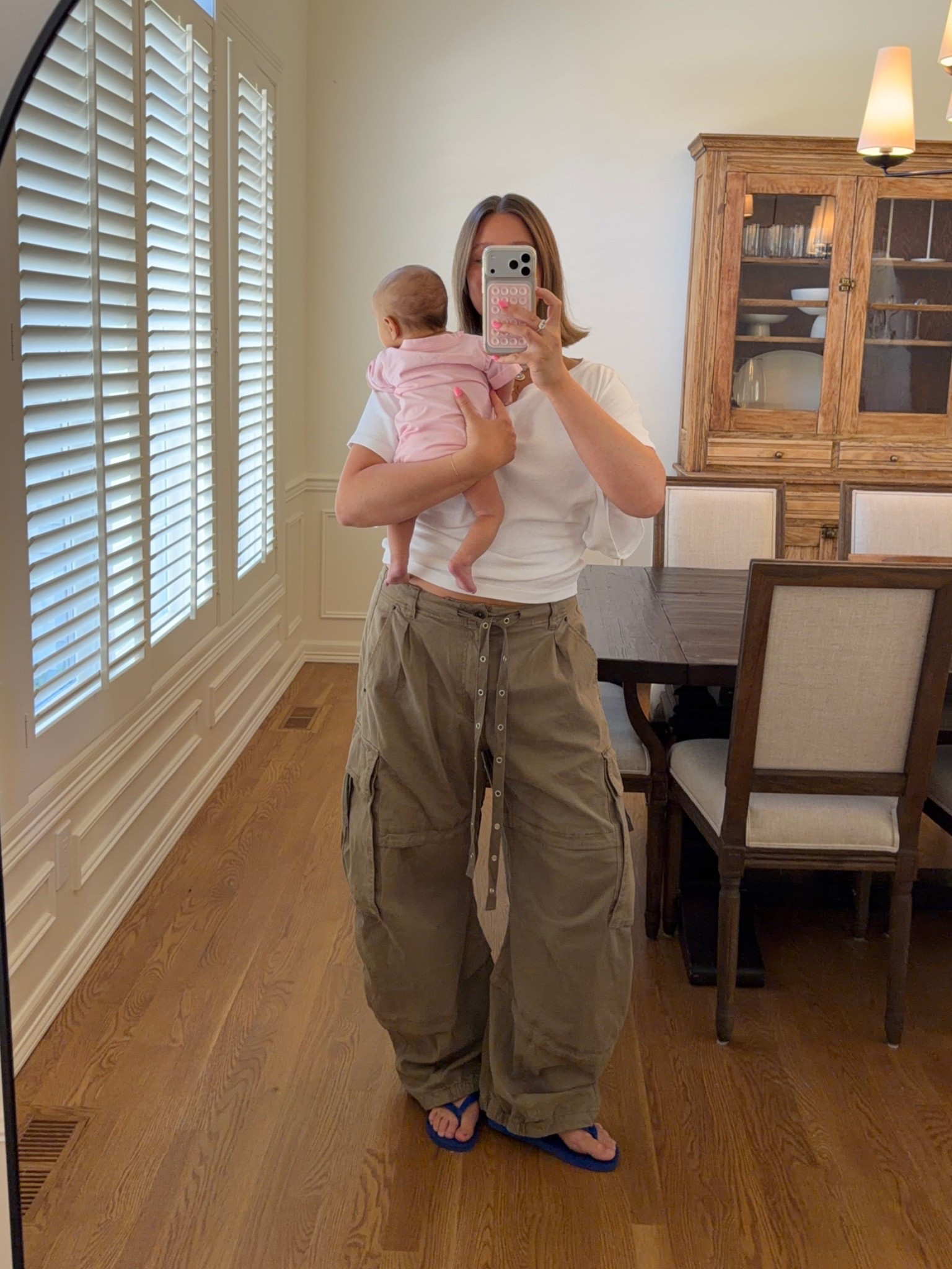 Size L in free people cargo pants I love the mid rise and slight barrel leg they’re so cool and comfy. Size M in tee it runs slightly large I think I like the off the shoulder boat neck look. Necklaces on repeat!! 

#ootd #momstyle #freepeople #ALVjewels #bresheppard #casualstyle

#LTKootd #LTKmomlife