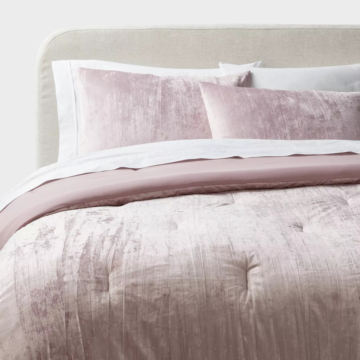 3pc King Luxe Distressed Crinkle Velvet Comforter and Sham Set Mauve - Threshold™ | Target