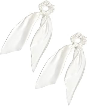 Pack of 2 Knotted Bow Hair Scrunchies Elastic Hair Scarf Hair Ties Bands Silky Satin Hair Ribbon ... | Amazon (US)