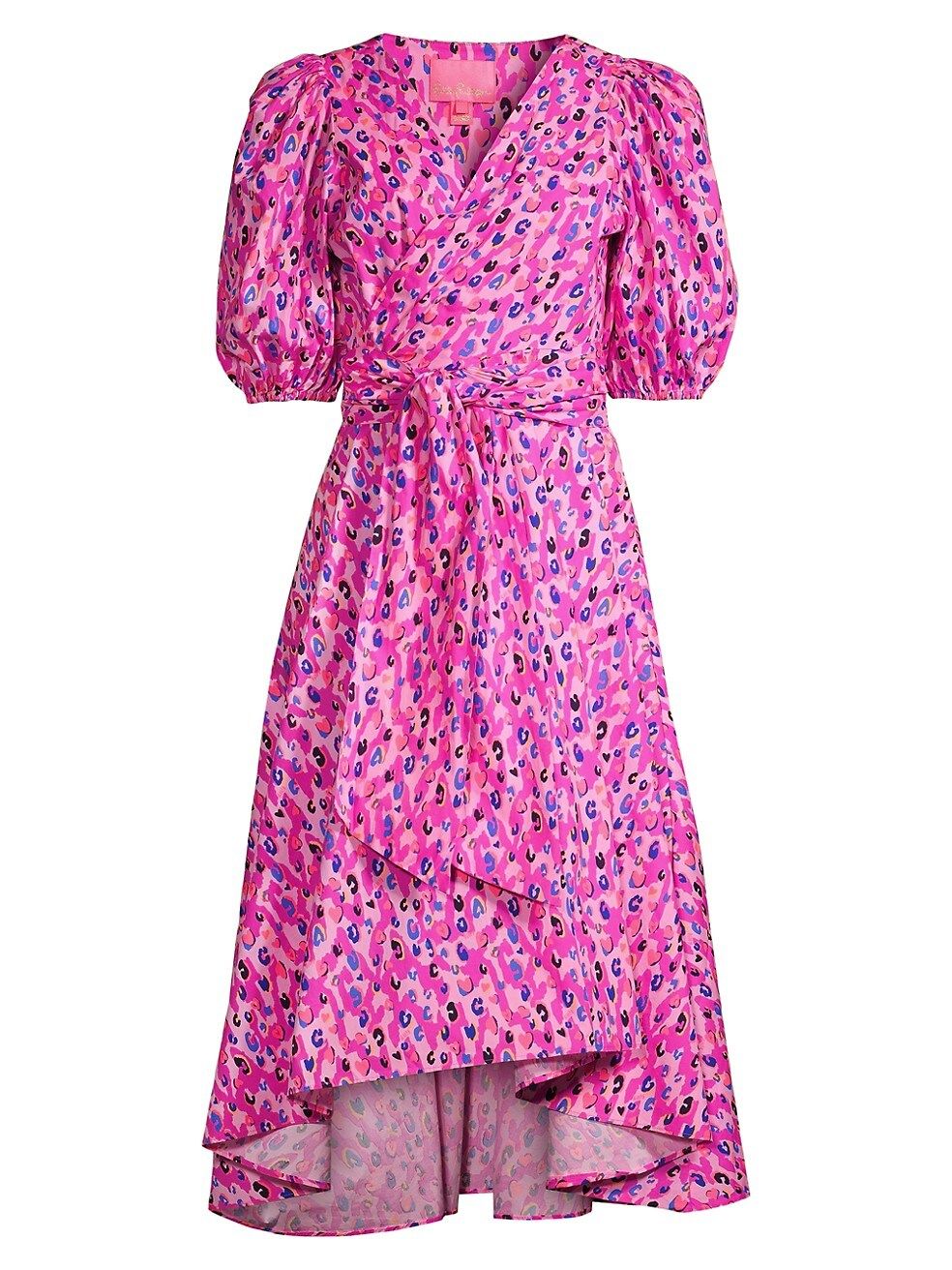 Lilly Pulitzer Juney Leopard Puff-Sleeve Midi-Dress | Saks Fifth Avenue