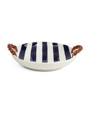 Made In Italy Striped Bowl With Carry Handles | TJ Maxx