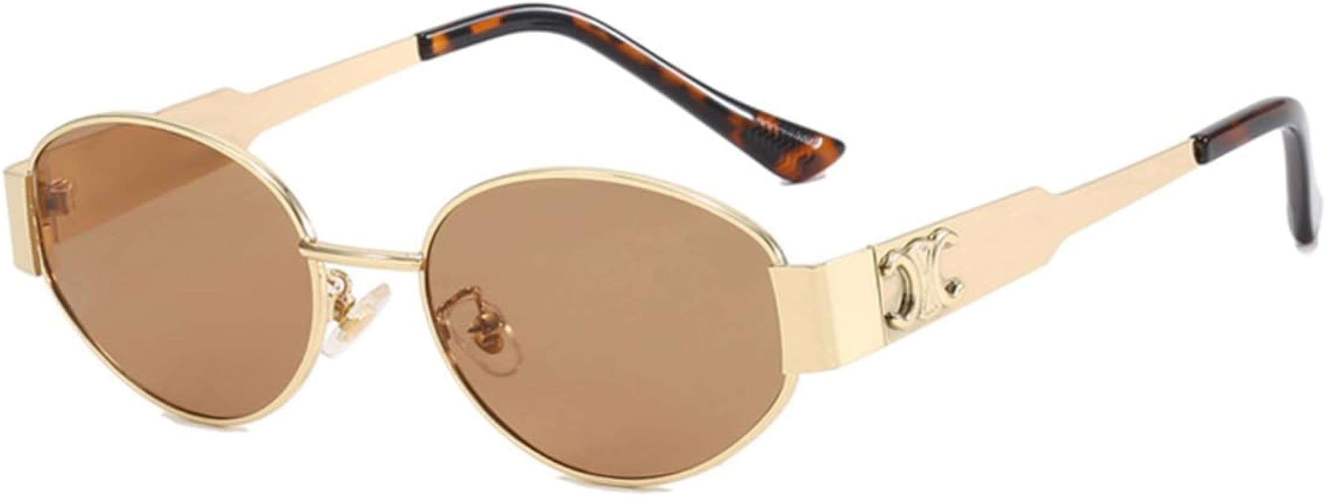 Sammiway Retro Oval Sunglasses for Women Men Gold Metal Retro Aviator Sunglasses Hexagonal Sungla... | Amazon (US)