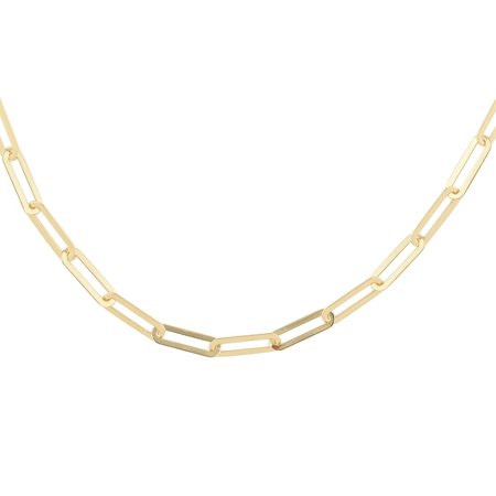 Shop LC Women 14K Yellow Gold Crystal 3mm Paper Clip Necklace with Extender 18-19 5.30 Grams | Walmart (US)