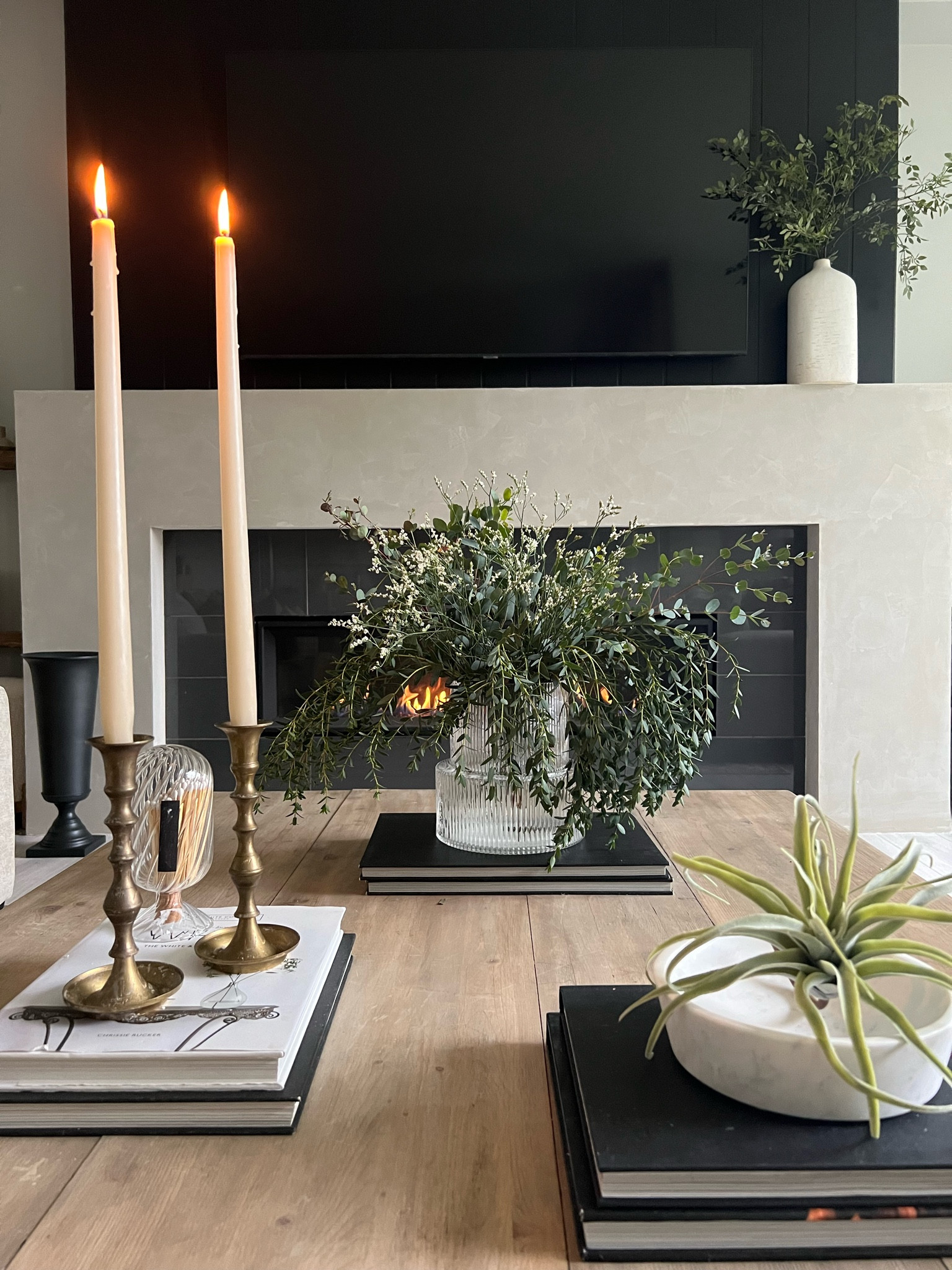 Casual Elegant coffee table styling! 
Books, fresh florals, marble, vintage candlesticks 
Modern organic inspired 

#LTKSeasonal #LTKFind #LTKhome