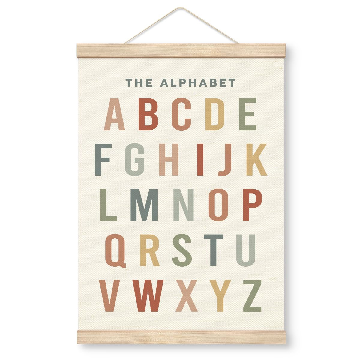Abc Poster, Alphabet Poster Framed with Wood Hanger, Nursery Wall Art, Playroom Hanging Decor, Al... | Amazon (US)