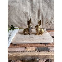 Set Of 2 Vintage Brass Rabbits/Brass Decor Rabbit Bunny Farmhouse Cottage Country | Etsy (US)