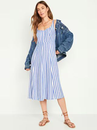 Fit &amp; Flare Linen-Blend Midi Dress for Women | Old Navy (US)