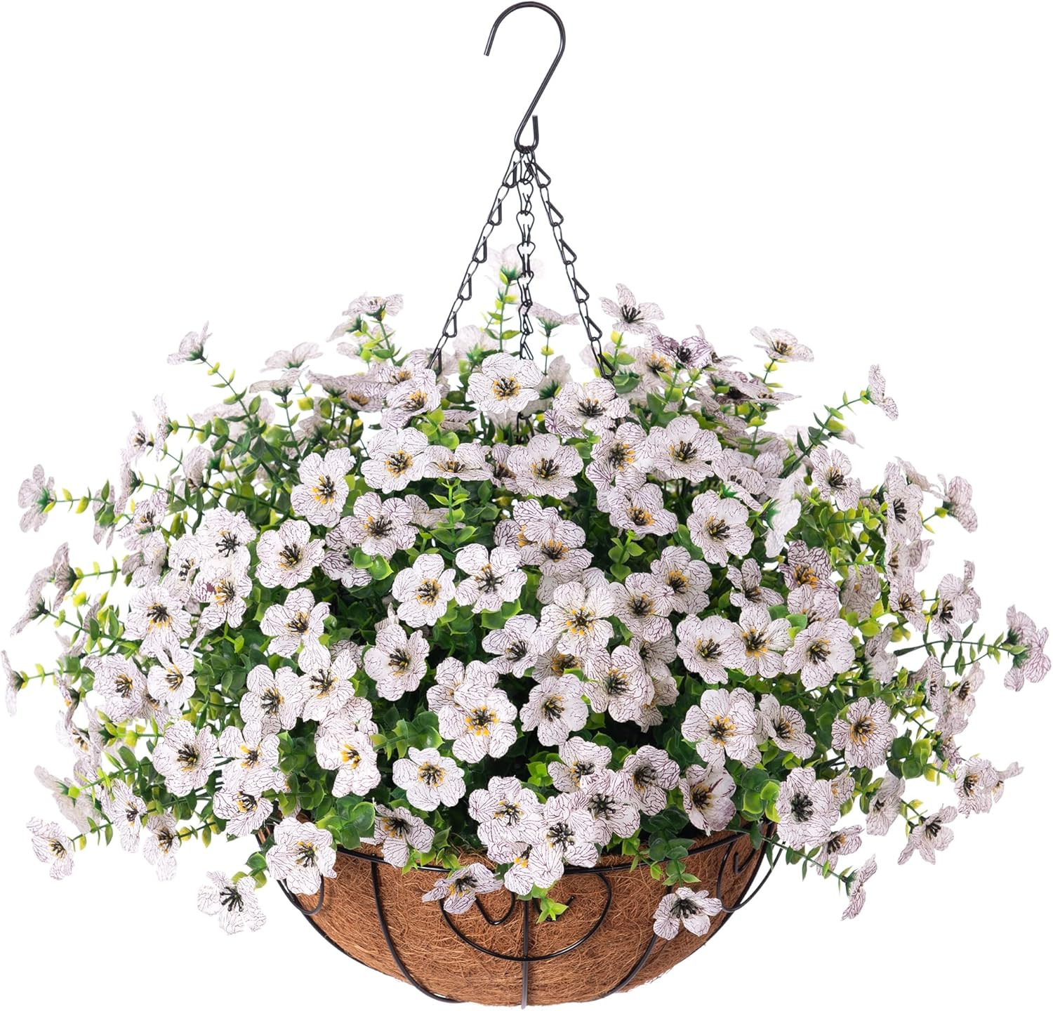 Ivydale Artificial Fake Hanging White Plants Flowers Basket for Outdoor Fall Winter Christmas Dec... | Amazon (US)
