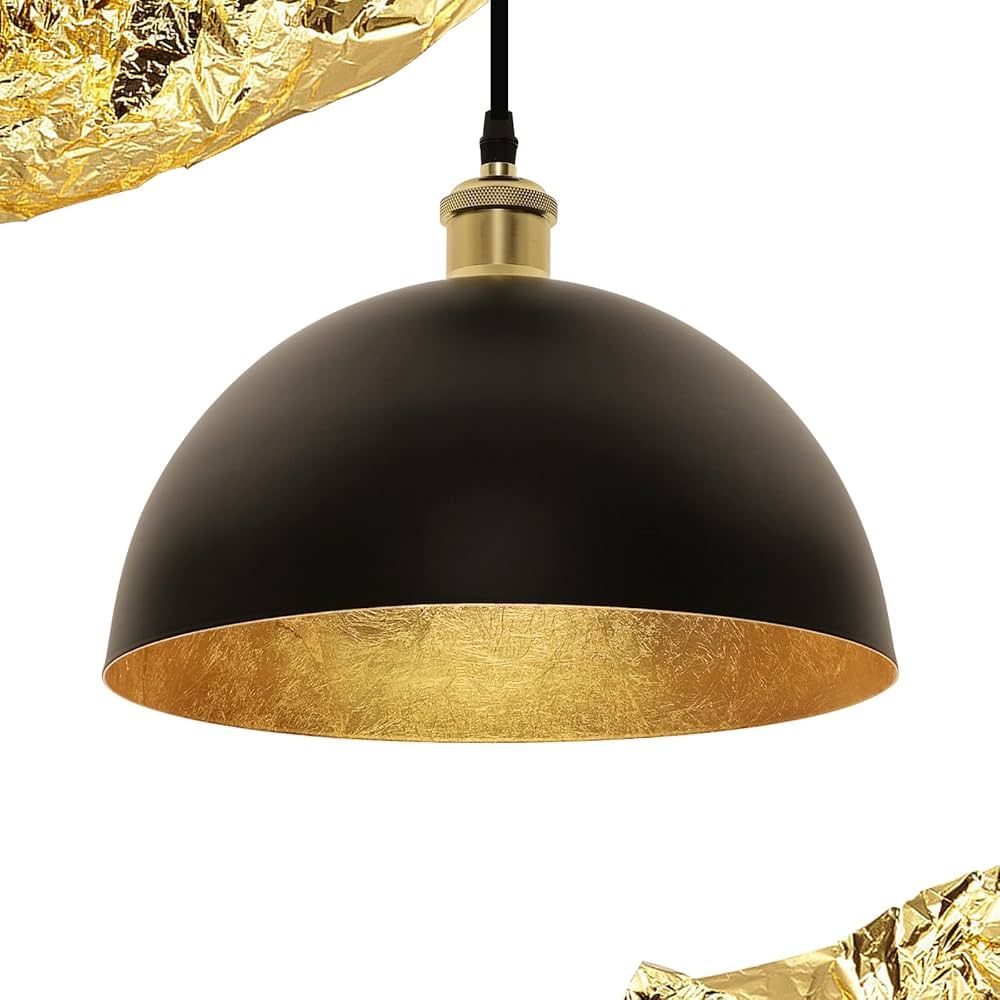 Flynix Black and Gold Leaf Pendant Light, Vintage Ceiling Hanging Light Fixture, Farmhouse Adjust... | Amazon (US)