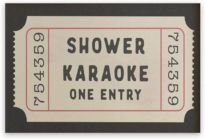 Funny Bathroom Wall Art, Shower Karaoke Ticket Print Vintage Bathroom Canvas Wall Art, Aesthetic ... | Amazon (US)