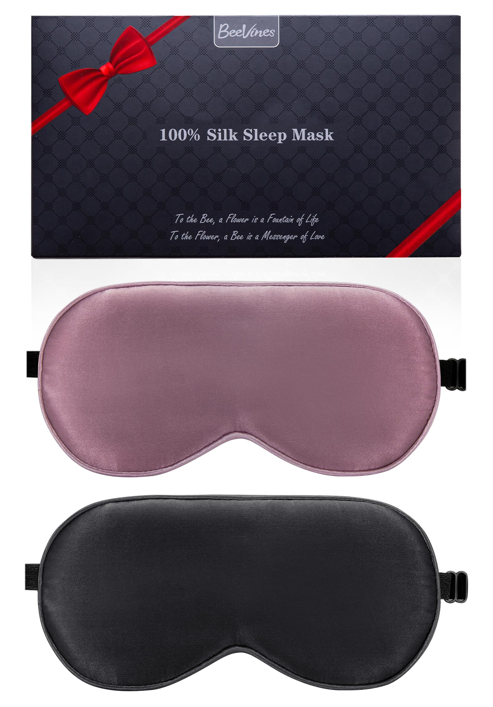 BeeVines Sleep Mask 2 Pack 100% Real Natural Silk Eye Masks Mulberry Silk | Amazon (US)