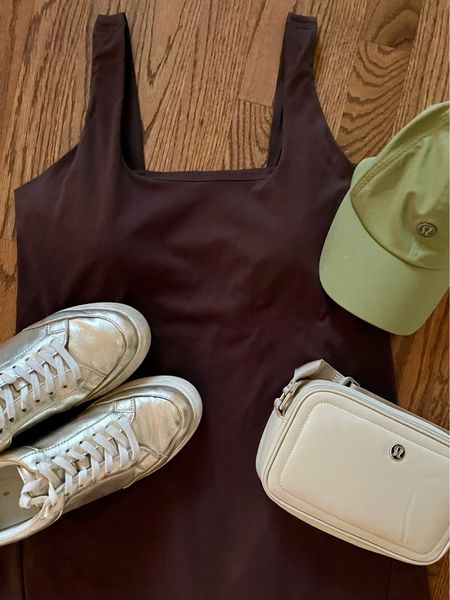 Baseball mom, soccer mom, mom style, active dress, tennis dress, lululemon, belt bag, baseball hat for Autumns, dark brown, gold sneakers

#LTKunder100 #LTKstyletip #LTKfit