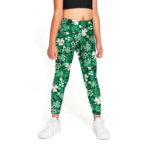 color cosplayer St. Patrick's Day Leggings for Girls Kids Shamrock Pants Stretchy Tights | Amazon (US)