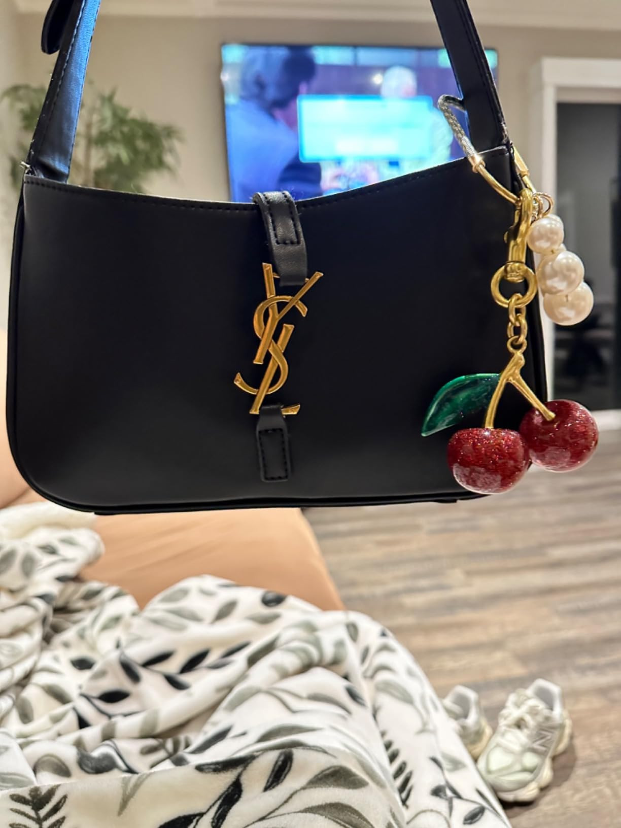 Glitter Cherry Bag Charm with Key Ring and Clip – Sparkling Resin & Metal Accessory for Purses ... | Amazon (US)