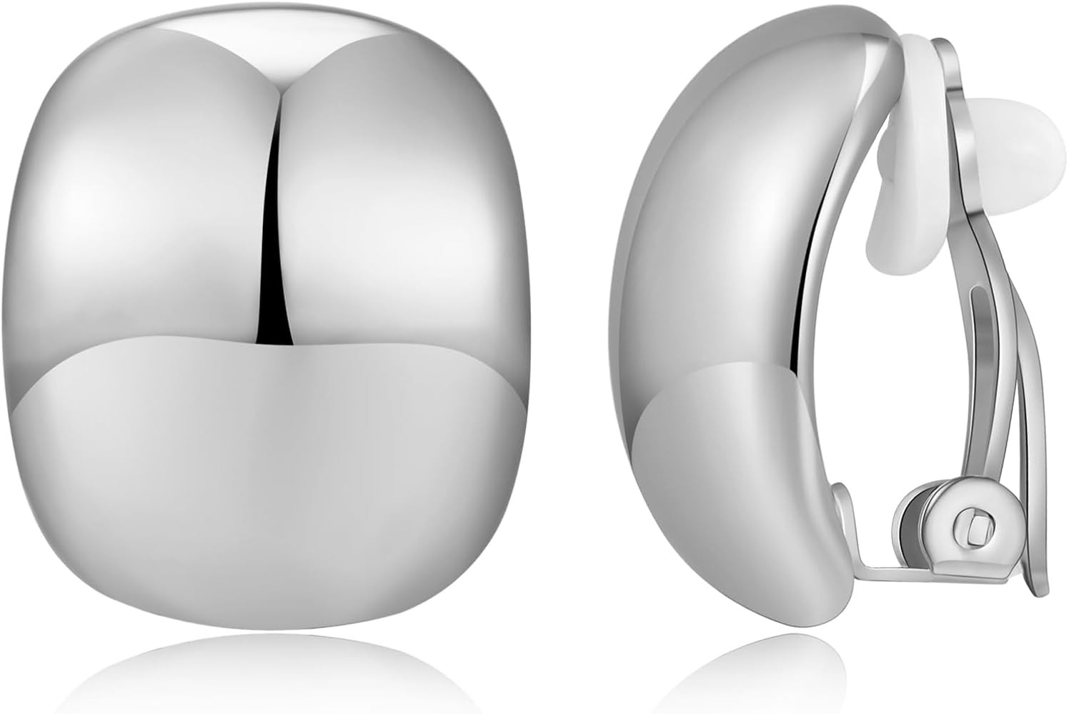 MUYAN Gold Silver Chunky Clip on Earrings for Women Curved Square Thick Clip Earrings Everyday Li... | Amazon (US)
