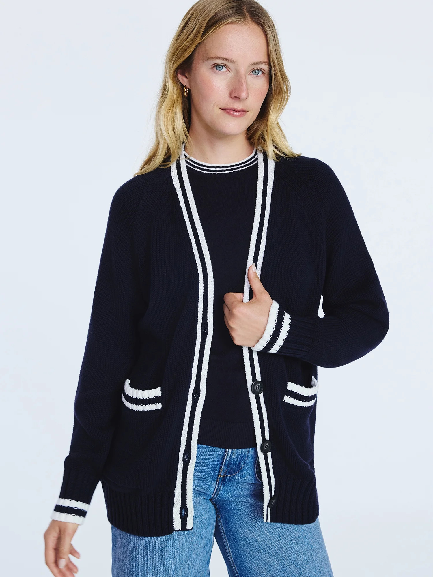 Free Assembly Women's and Women's Plus Cotton Grandpa Cardigan Sweater, Sizes XS-4X | Walmart (US)