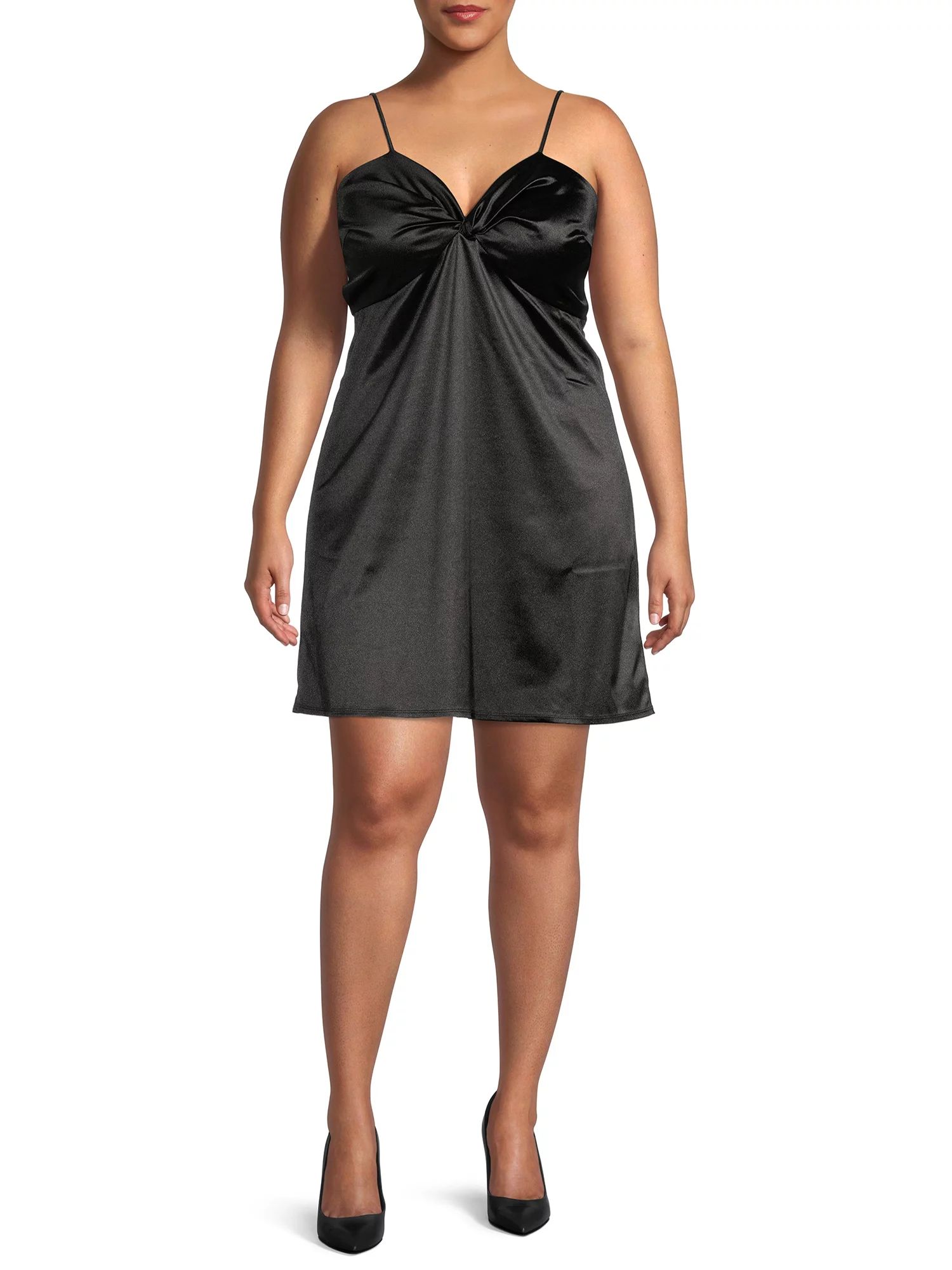No Boundaries Junior's Plus Size Sweetheart Satin Dress - Walmart.com | Walmart (US)