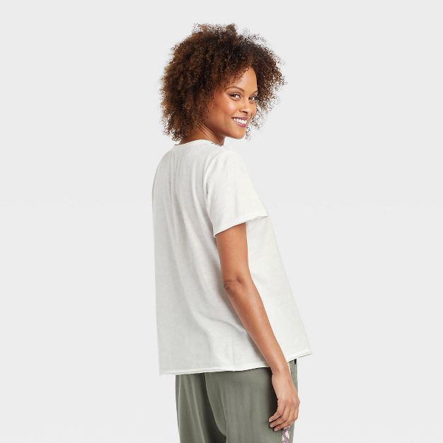 Women's Short Sleeve V-Neck Embroidered Top - Knox Rose™ Ivory | Target