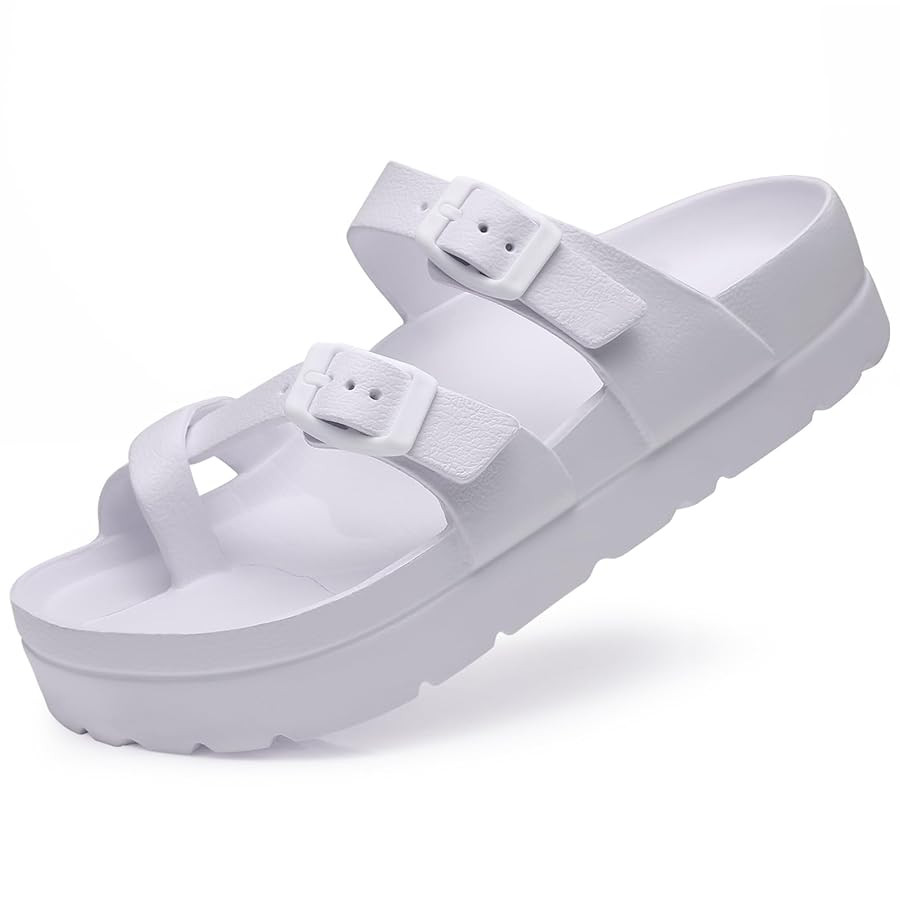 Women's Platform Sandals with Arch Support Comfortable Foam Slides Summer Beach Sandals with Adju... | Amazon (US)