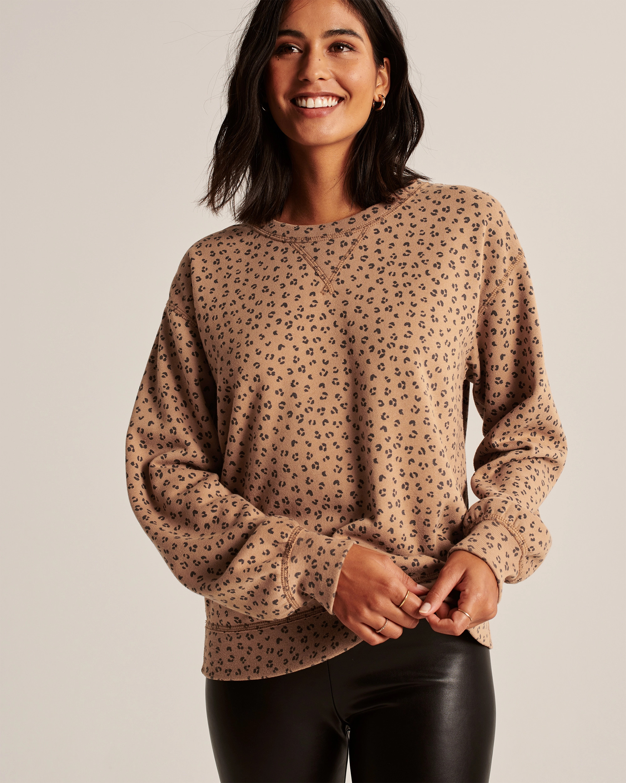 Leopard Print Crewneck Sweatshirt | Abercrombie & Fitch (US)