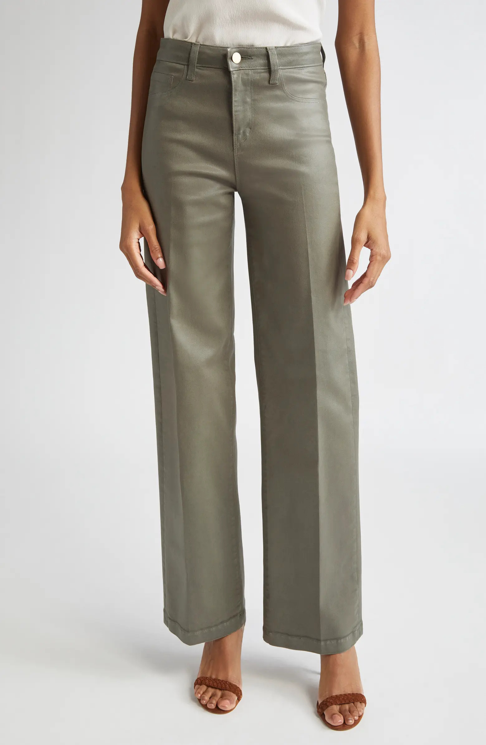L'AGENCE Scottie High Waist Coated Wide Leg Jeans | Nordstrom | Nordstrom