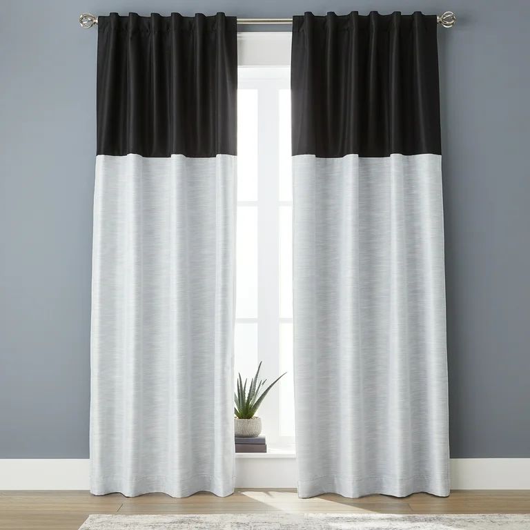 Better Homes & Gardens Colorblock Rod Pocket and Back Tab Blackout Single Curtain Panel , 50" W x... | Walmart (US)