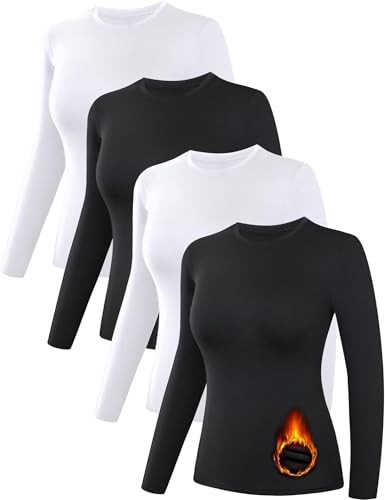 Dalavch 4 Pack Women’s Thermal Shirts, Women Fleece Lined Compression Long Sleeve Base Layer To... | Amazon (US)