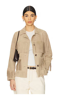 GRLFRND Joni Suede Fringe Jacket in Desert Sand from Revolve.com | Revolve Clothing (Global)
