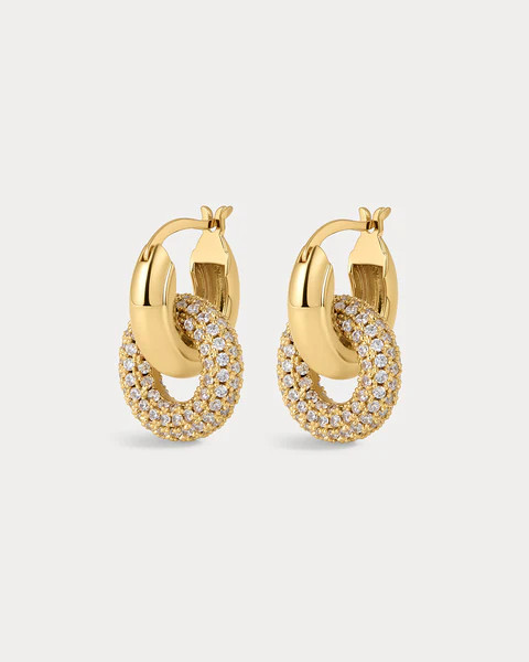 Pave Interlock Hoops- Gold (Ships Early January) | Luv Aj Inc.