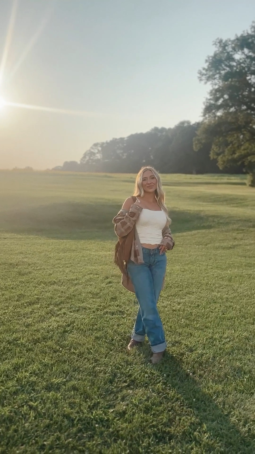 #ad Fall Western outfit inspo 🤠🍂 Wrangler flannel shacket + relaxed fit Wrangler jeans = the perfect cozy fall outfit.
This head-to-toe fit look is giving vintage cowgirl style, Western fashion, and fall ranch outfit vibes. Pair it with your favorite brown leather boots for pumpkin patch dates, rodeo nights, or cozy bonfires.

Wrangler pieces are timeless, comfortable, and perfect for layering with cardigans or jackets as the weather cools.

Shop my fall Western outfit, Wrangler jeans, and embroidered denim shirt all linked on my LTK 🤎✨

#LTKStyleTip #LTKautumn #LTKSeasonal