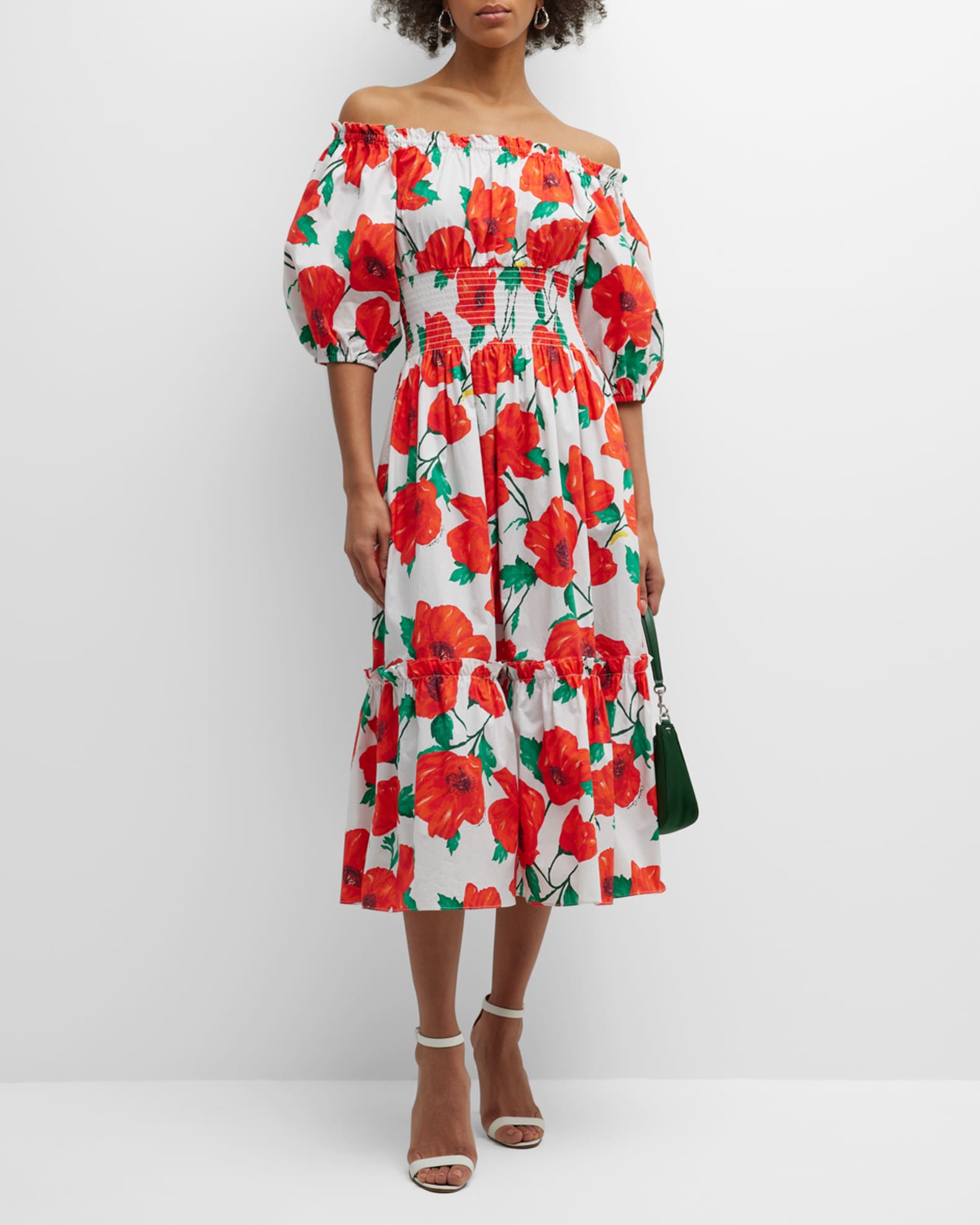 Mimi Off-Shoulder Midi Dress | Neiman Marcus