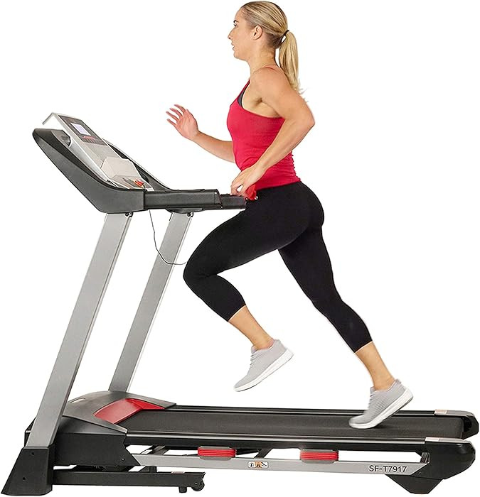 Sunny Health & Fitness Slim Foldable Treadmill Fully Assembled, 17.7" x 49" Non-Slip Running Surf... | Amazon (US)