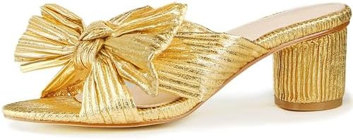 MUCCCUTE Women's Bow Knot Heeled Sandals Ankle Buckle Strap Chunky Heeled Open-toe Comfortable We... | Amazon (US)