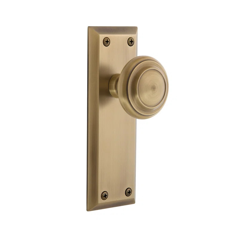 Circulaire Privacy Door Knob with Fifth Avenue Long Plate | Wayfair North America