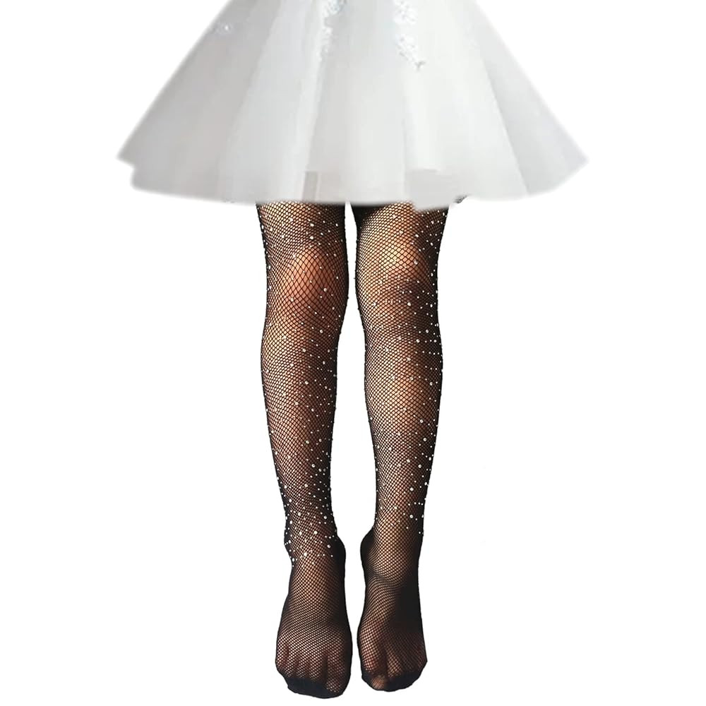 UTTPLL Toddler Kids Girls Fishnet Stockings Sparkle Rhinestone Hollow Out Pantyhose Mesh Leggings... | Amazon (US)
