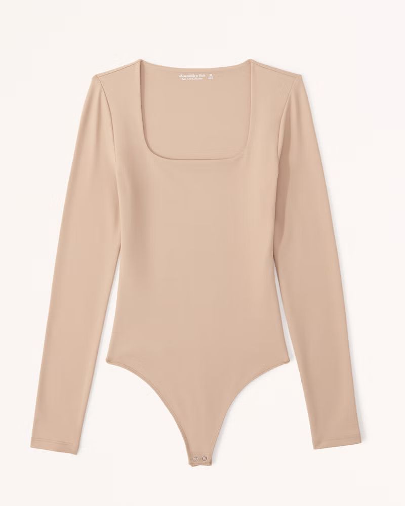 Women's Long-Sleeve Seamless Fabric Soft Squareneck Bodysuit | Women's New Arrivals | Abercrombie... | Abercrombie & Fitch (US)